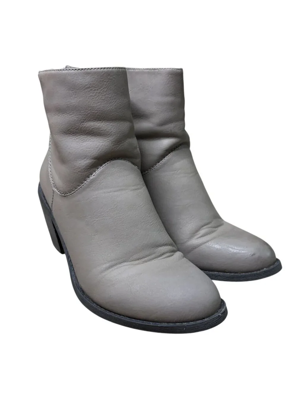 Madden Girl Gleee Paris Grey Block Heel Ankle Booties Size 8